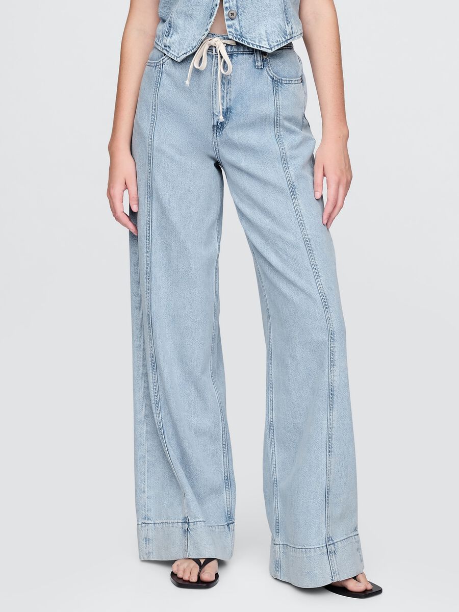 Pantaloni ampi in denim chiaro Gap Donna_1