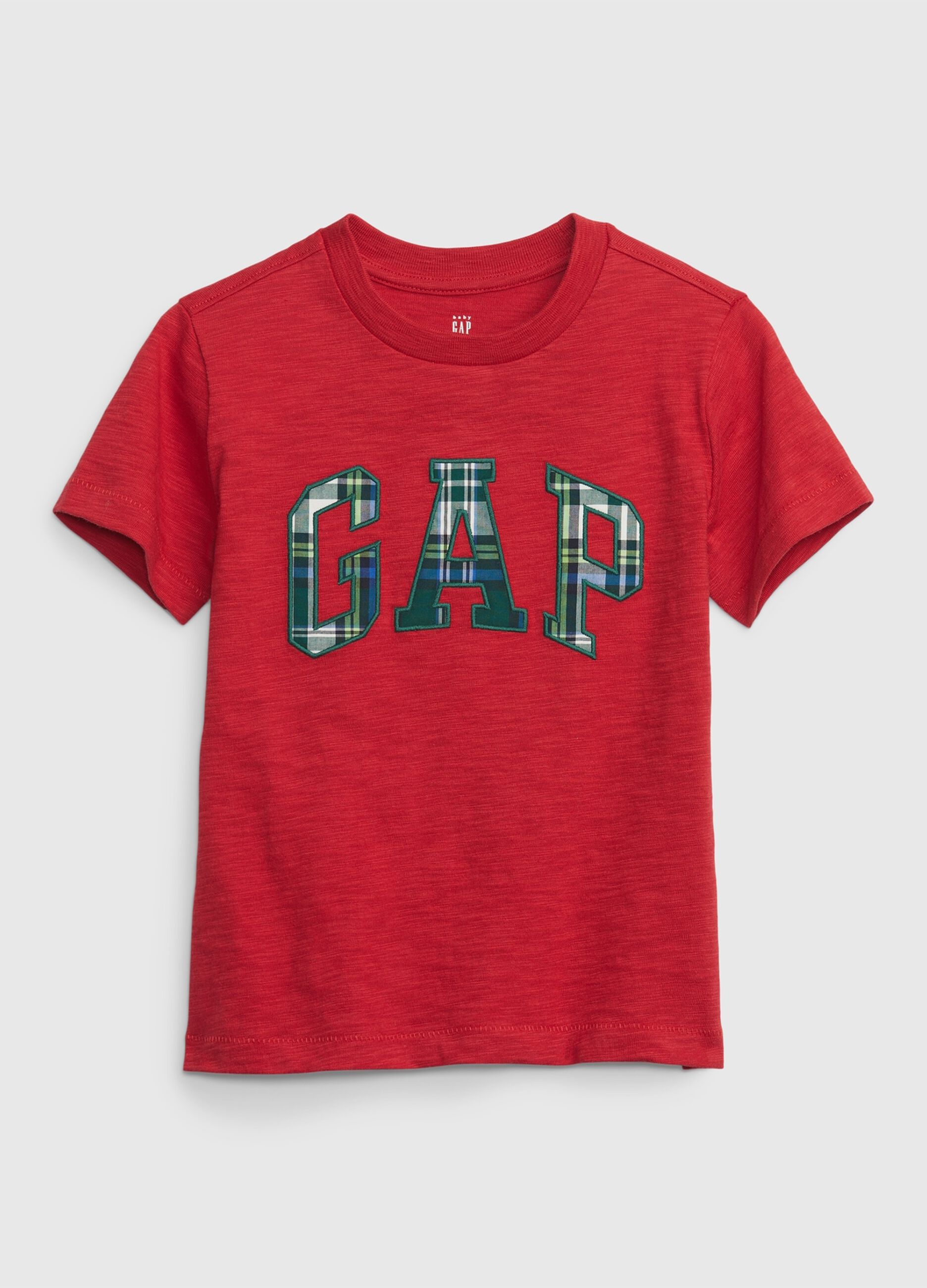 T-shirt con ricamo logo check