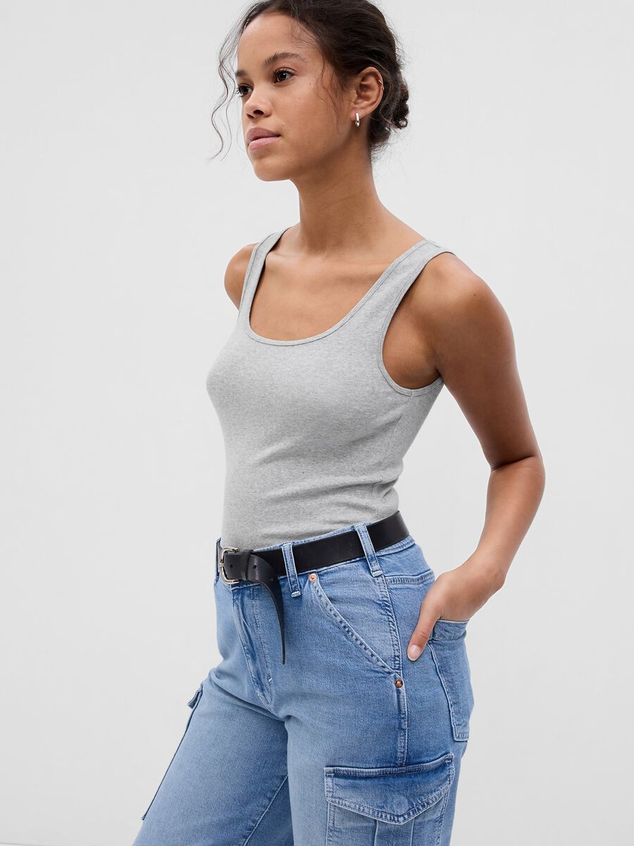 Stretch modal and cotton tank top Woman_0