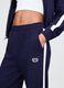 Pantaloni blu navy sportivi in misto cotone e tessuto_2
