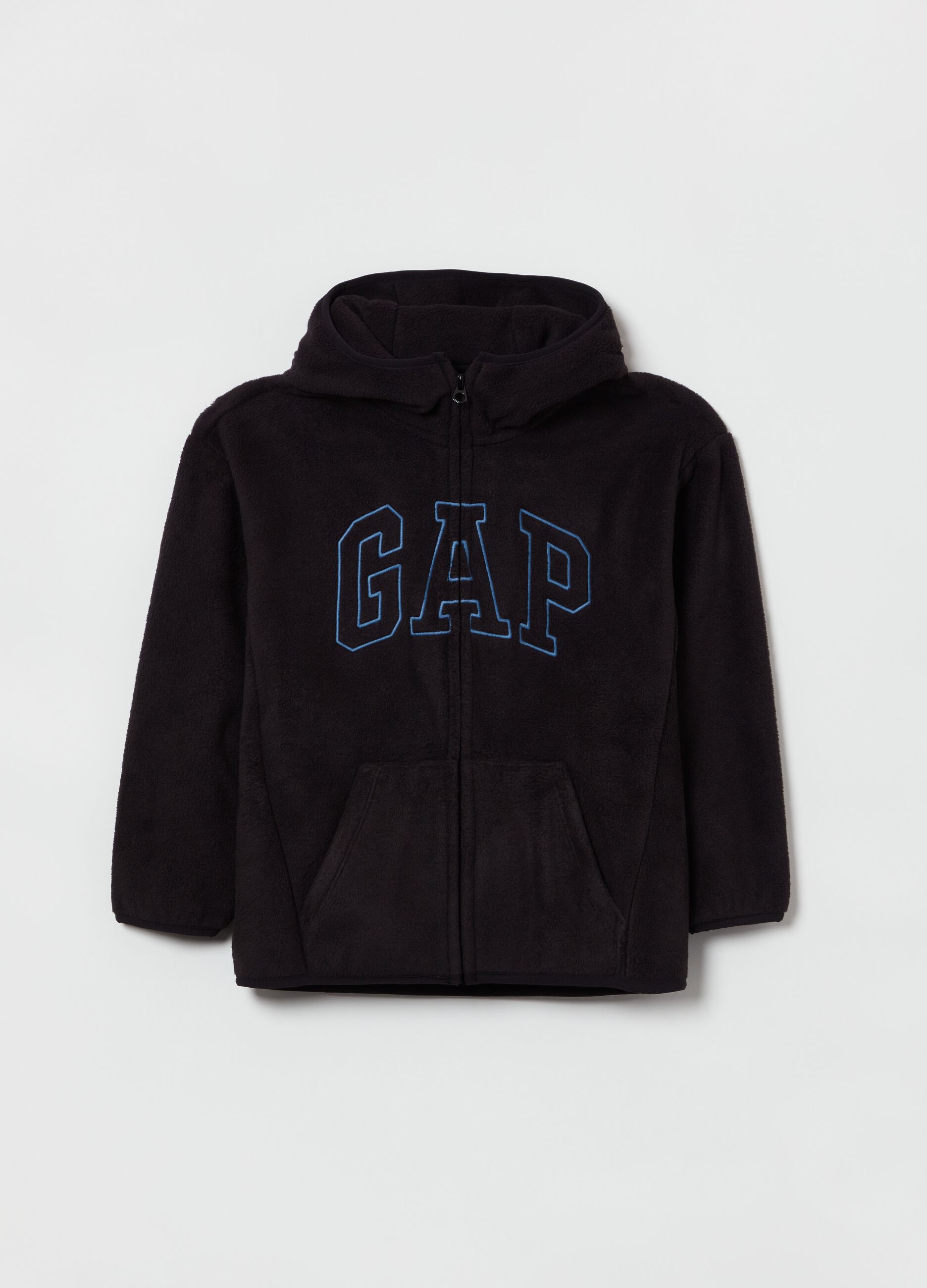 Full-zip fleece hoodie and embroidered logo_0