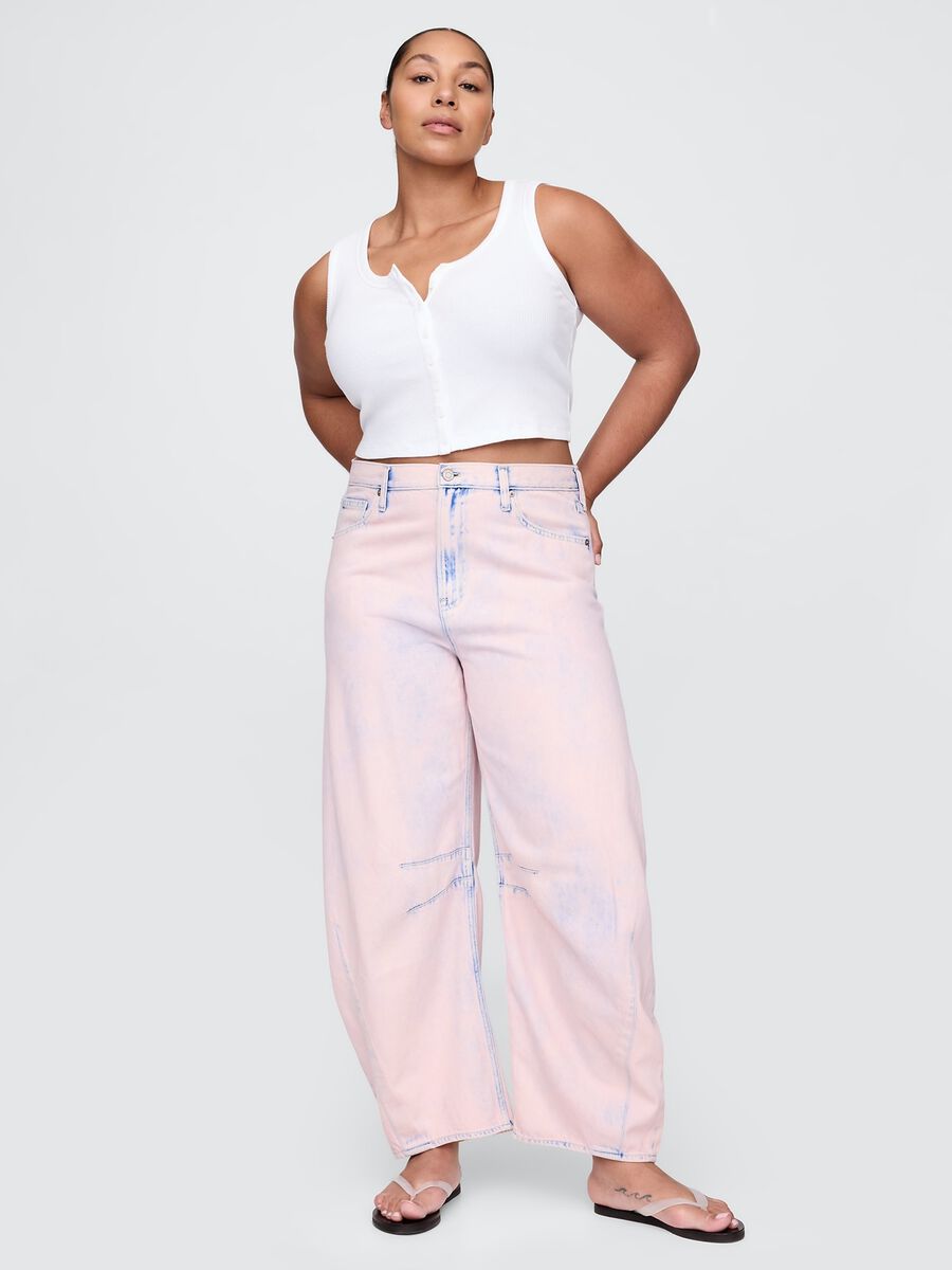 Pantaloni larghi rosa sfumato effetto denim Donna_4