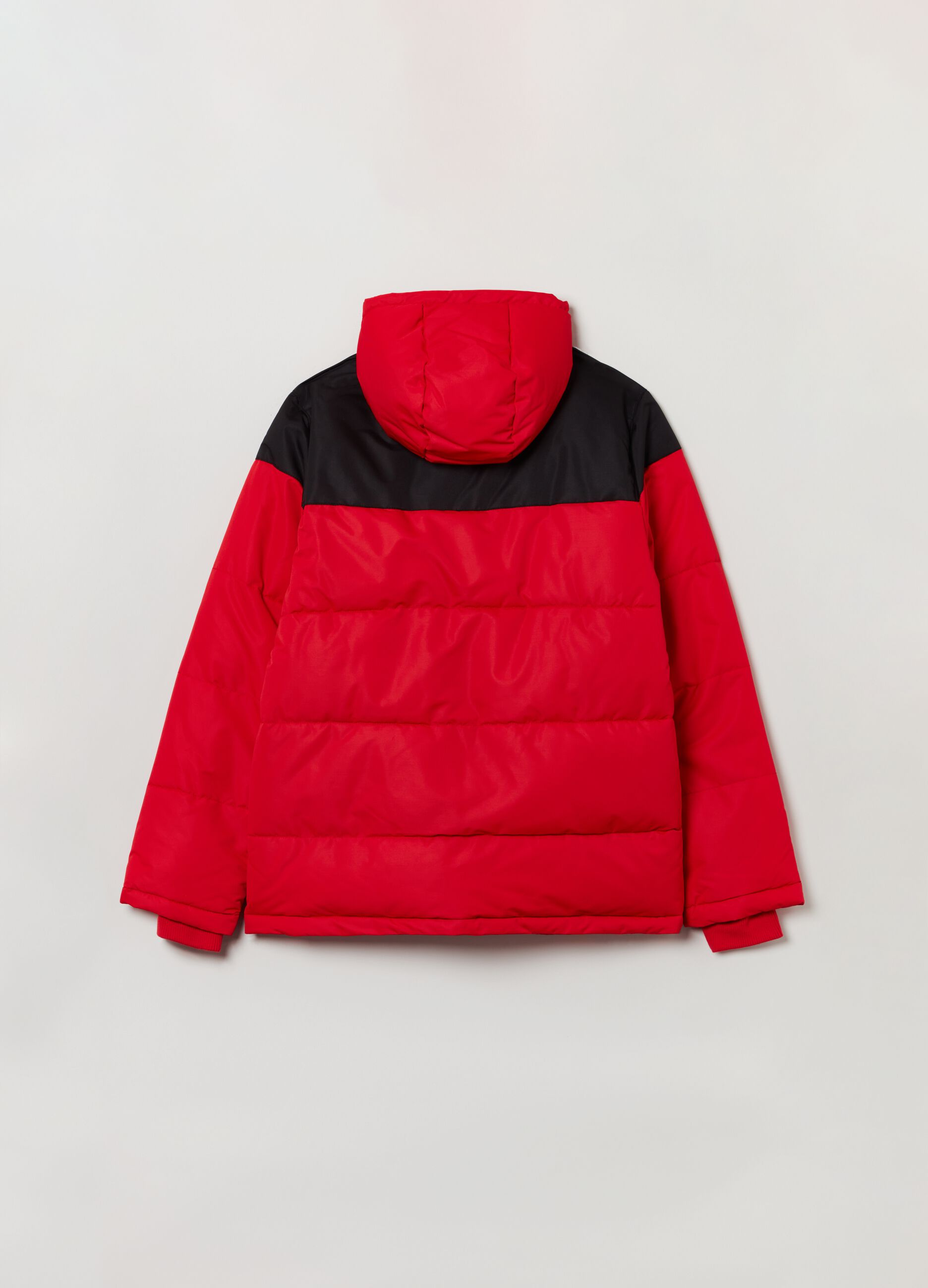 Colour block padded jacket with hood_1