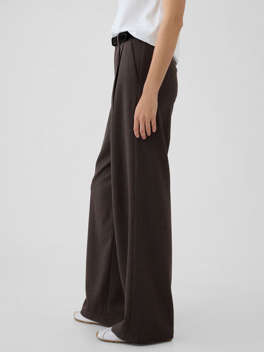Pantalone pied de poule a vita alta Donna_3