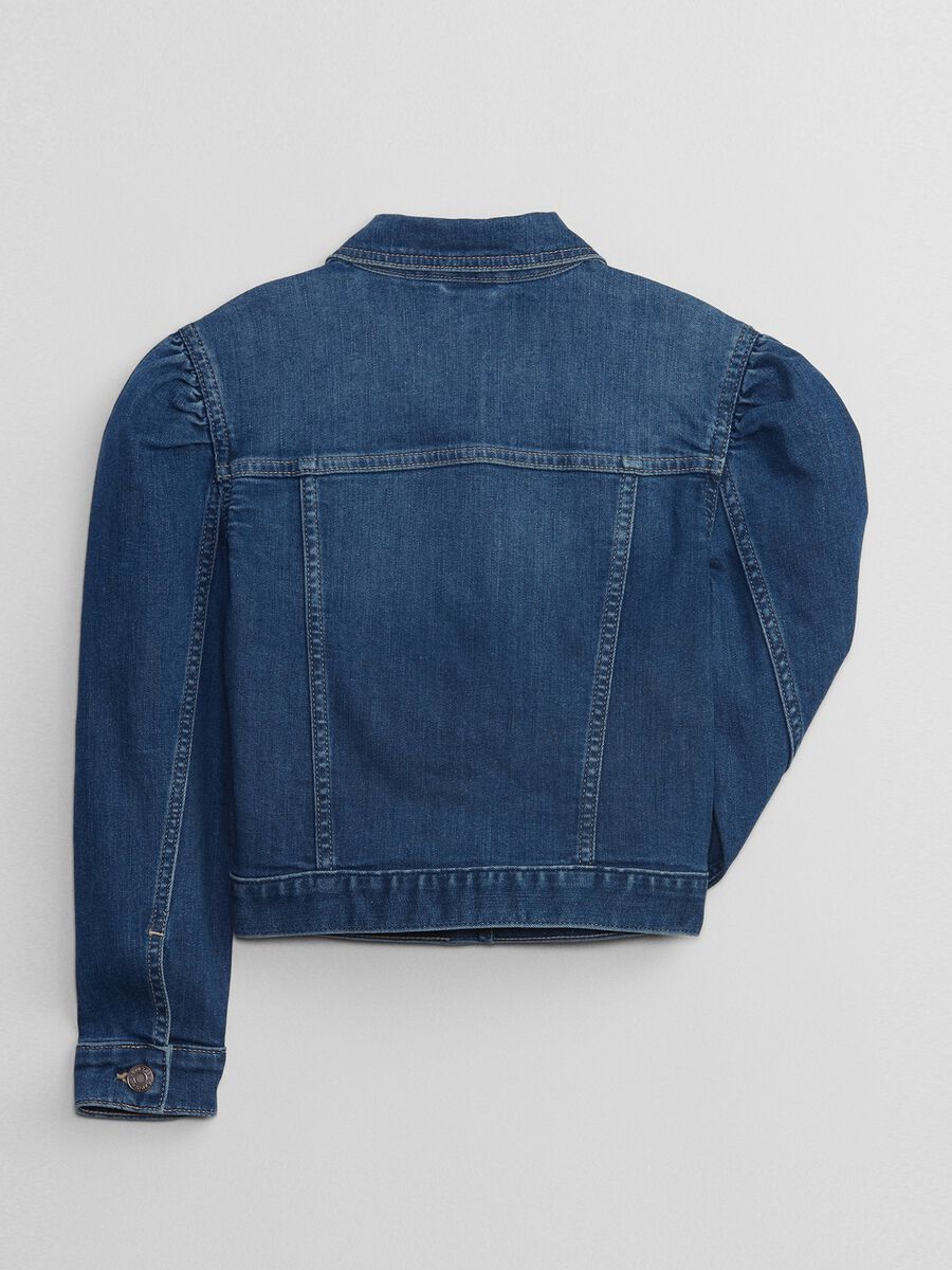 Giacca corta in denim maniche a palloncino Bambina_2