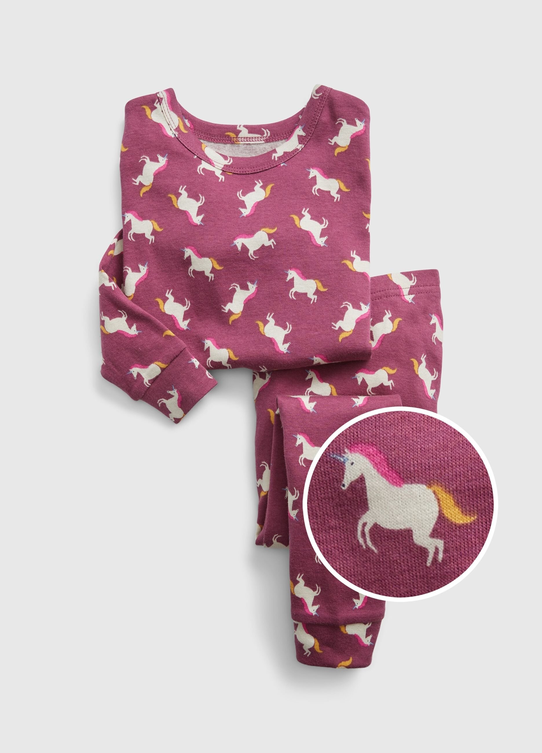 Long cotton pyjamas with unicorns print