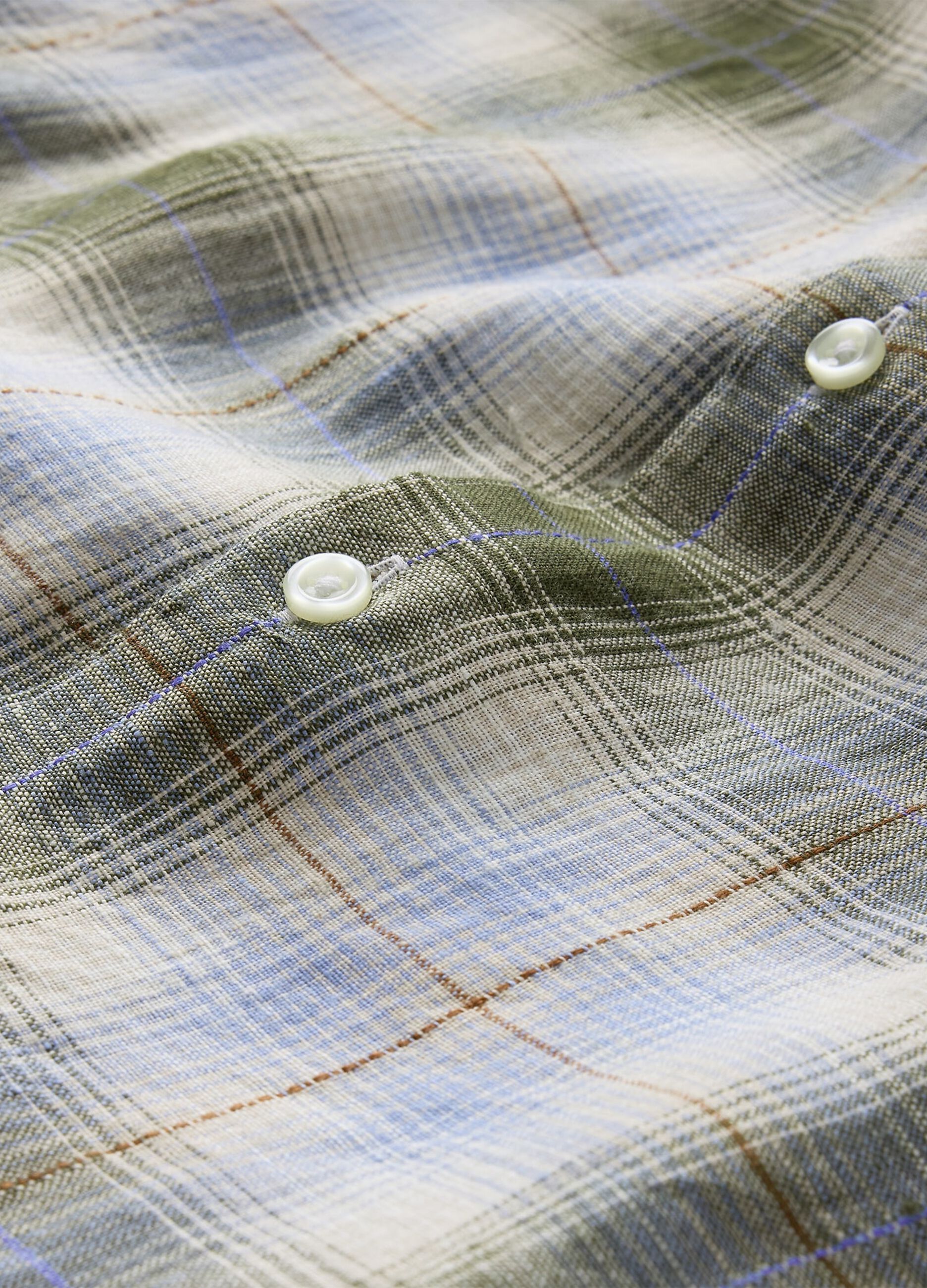 Camicia a quadri verde e azzurra in misto cotone_4