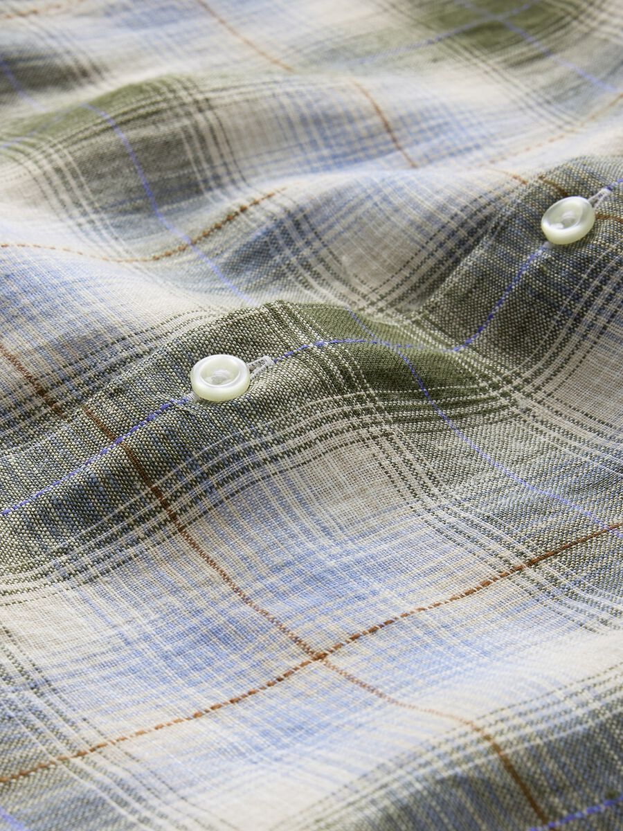 Camicia a quadri verde e azzurra in misto cotone Man_4