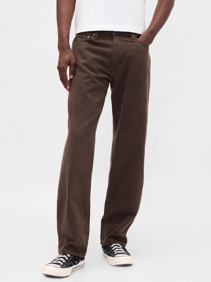 Pantaloni dritti in denim marrone Uomo_1