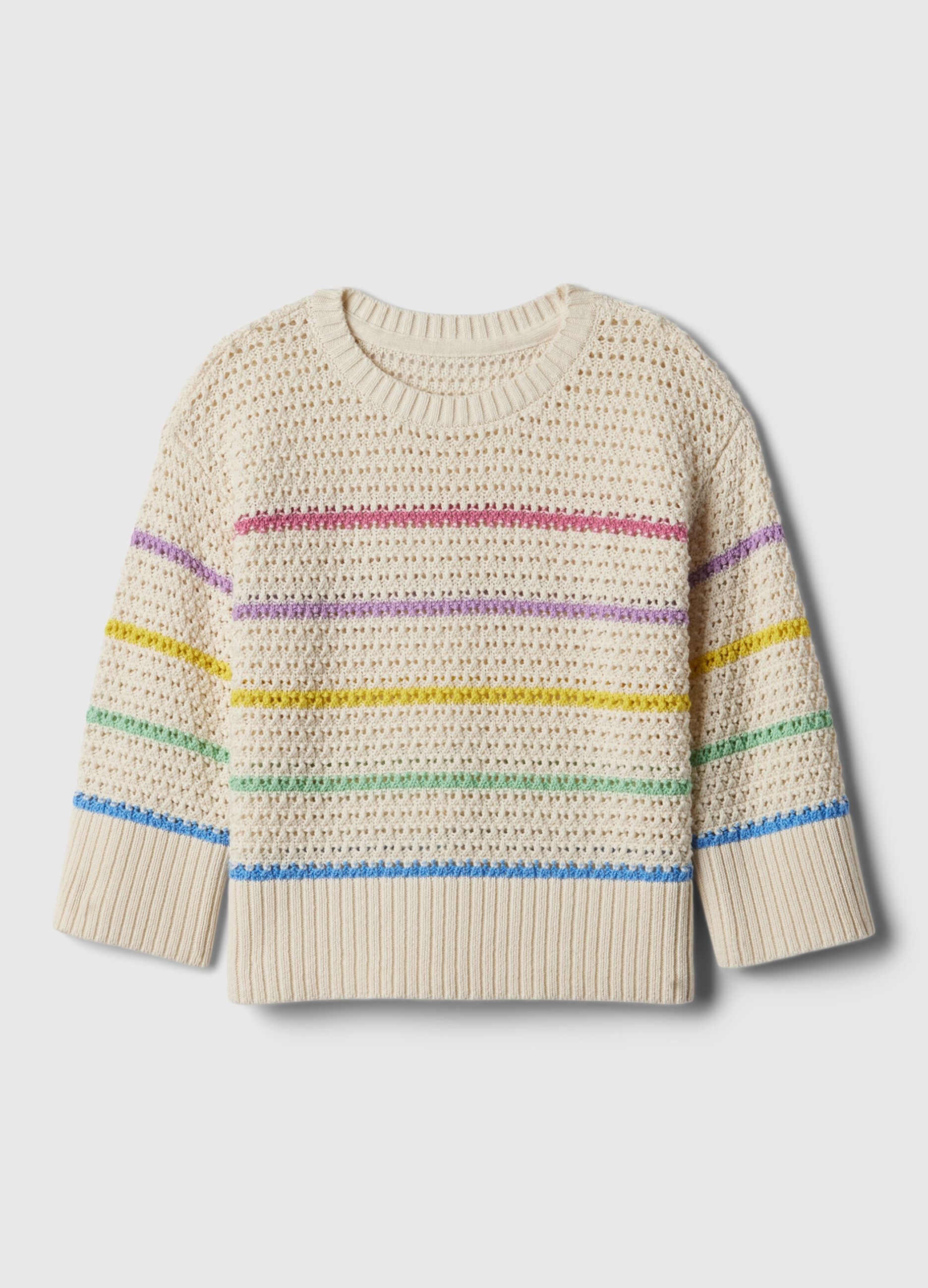 Striped pullover with openwork design