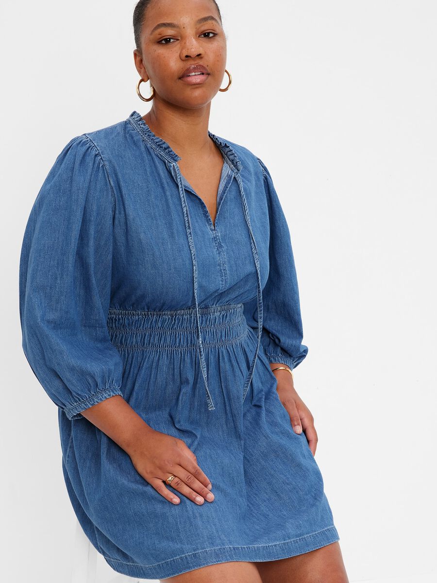 Denim dress with puff sleeves Woman_2