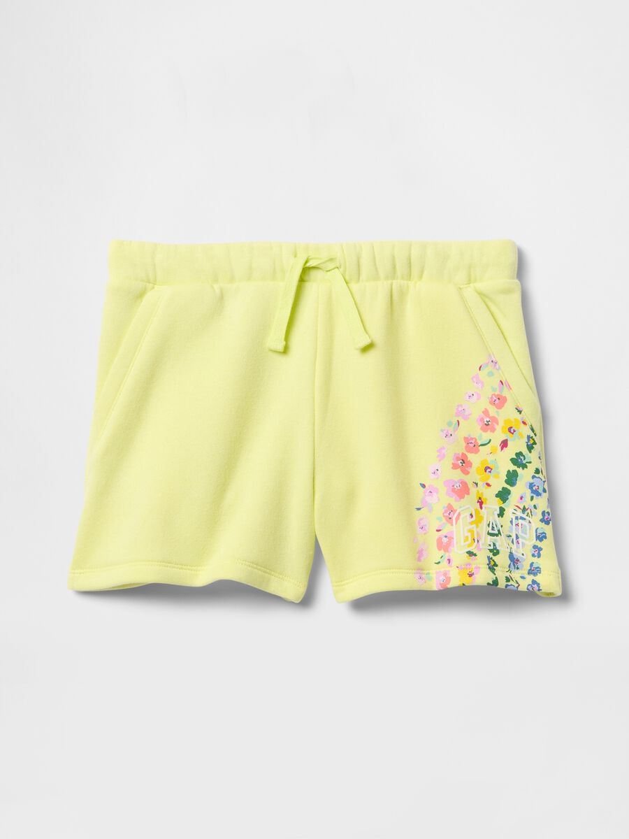 Yellow shorts with floral details for girls Girl_4