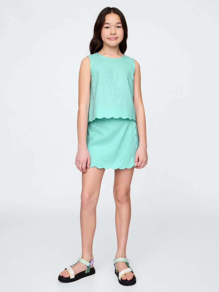 Skort verde con bordo smerlato