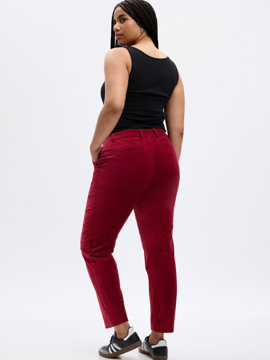 Pantaloni a sigaretta straight fit in velluto Donna_4