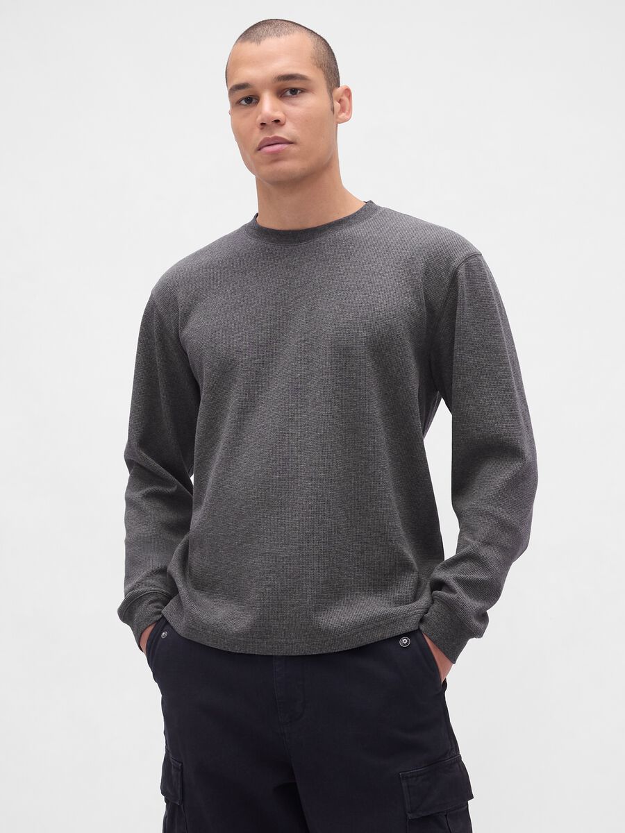 Maglia grigia elasticizzata a maniche lunghe Uomo_1