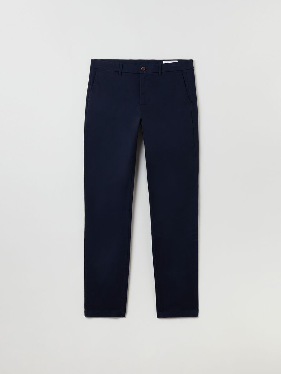 Skinny-fit chino trousers in stretch cotton Man_1