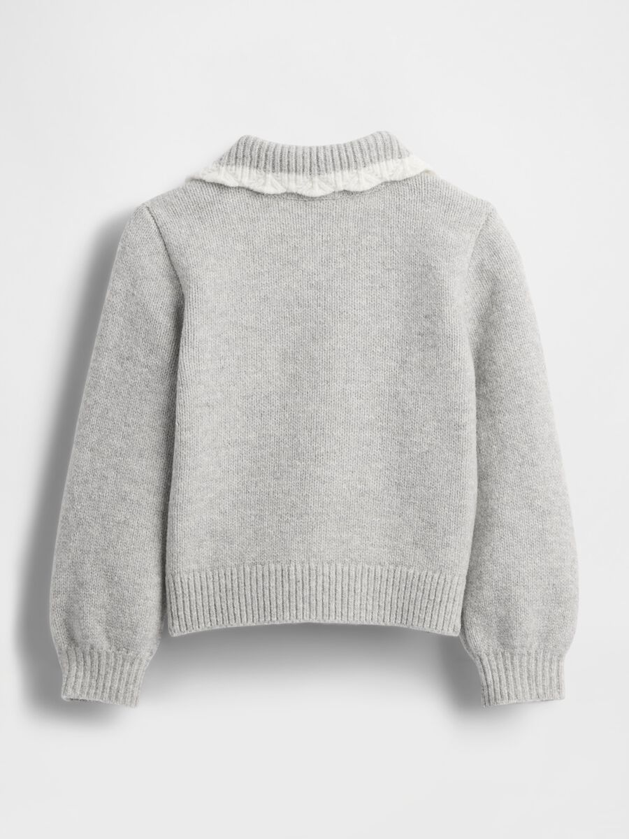 Grey girl's sweater with lace collar Baby Girl_2