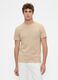 T-shirt beige in cotone a maniche corte_0