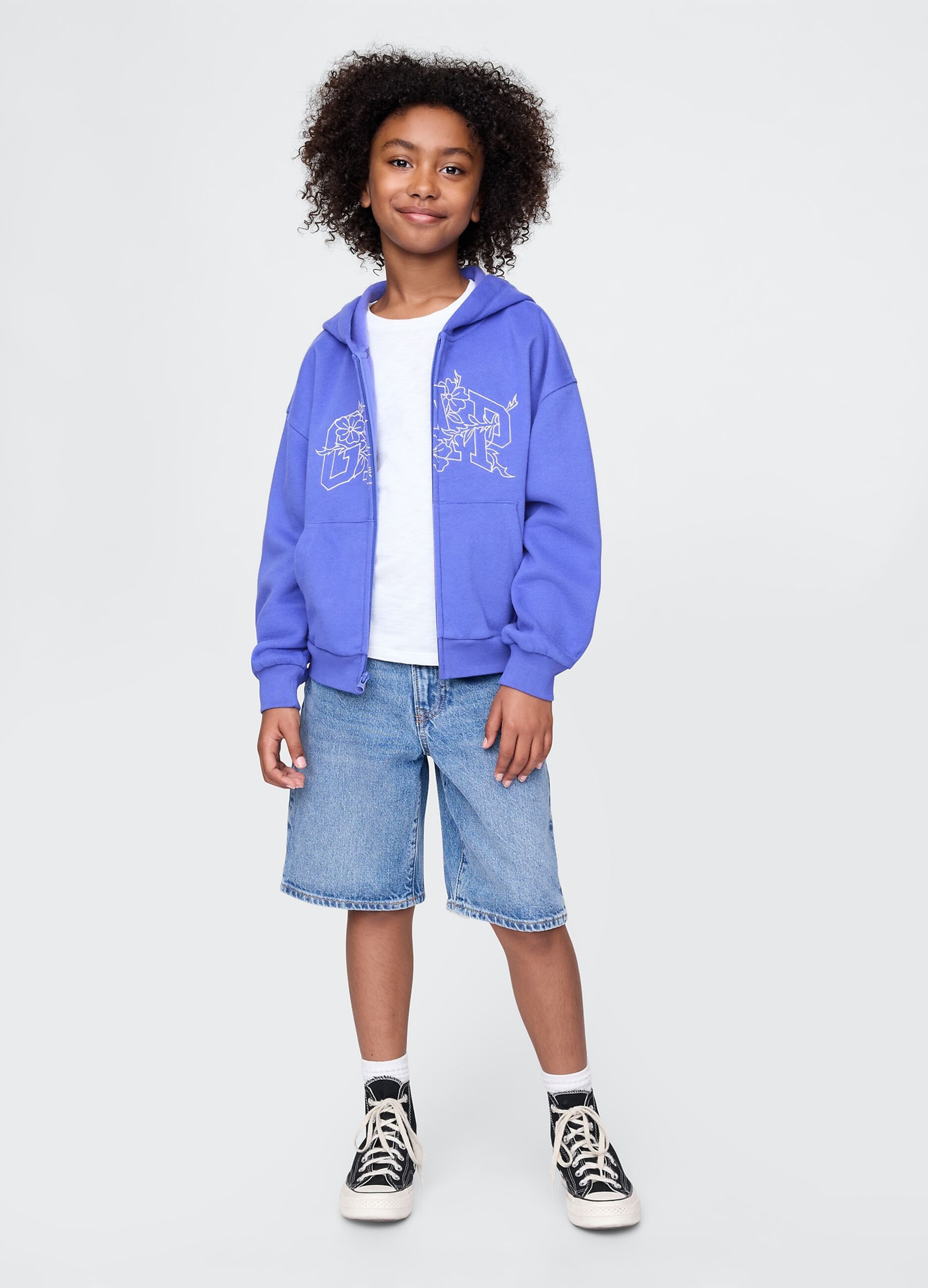 Felpa con cappuccio e cerniera piena viola GAP Kids