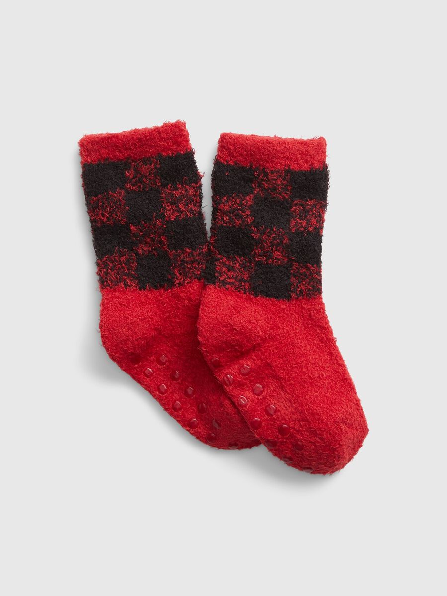 Slipper socks with check design Newborn Boy_0