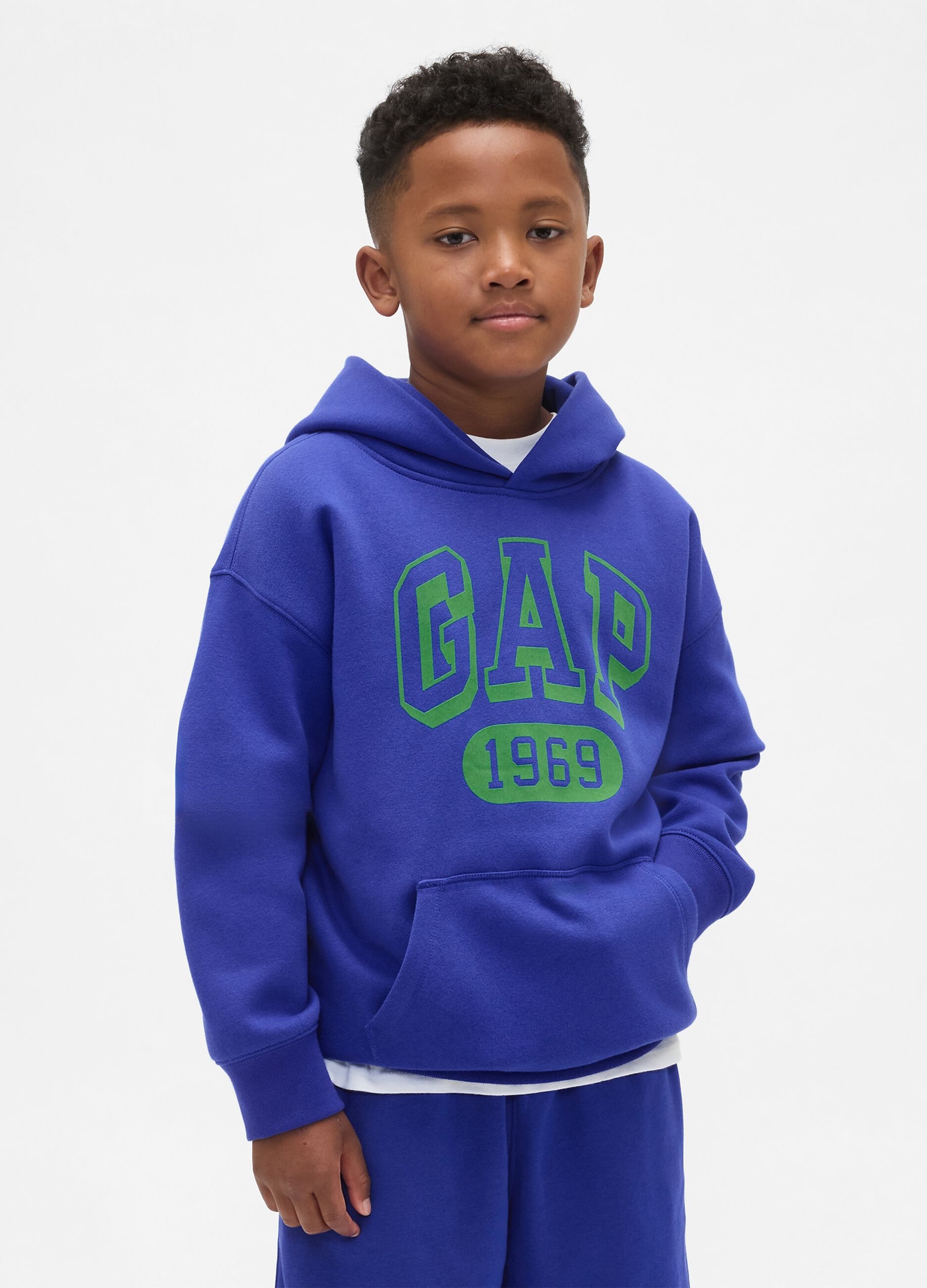 Felpa blu per bambino con logo