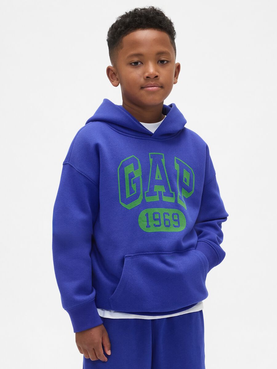 Felpa blu per bambino con logo Bambino_0