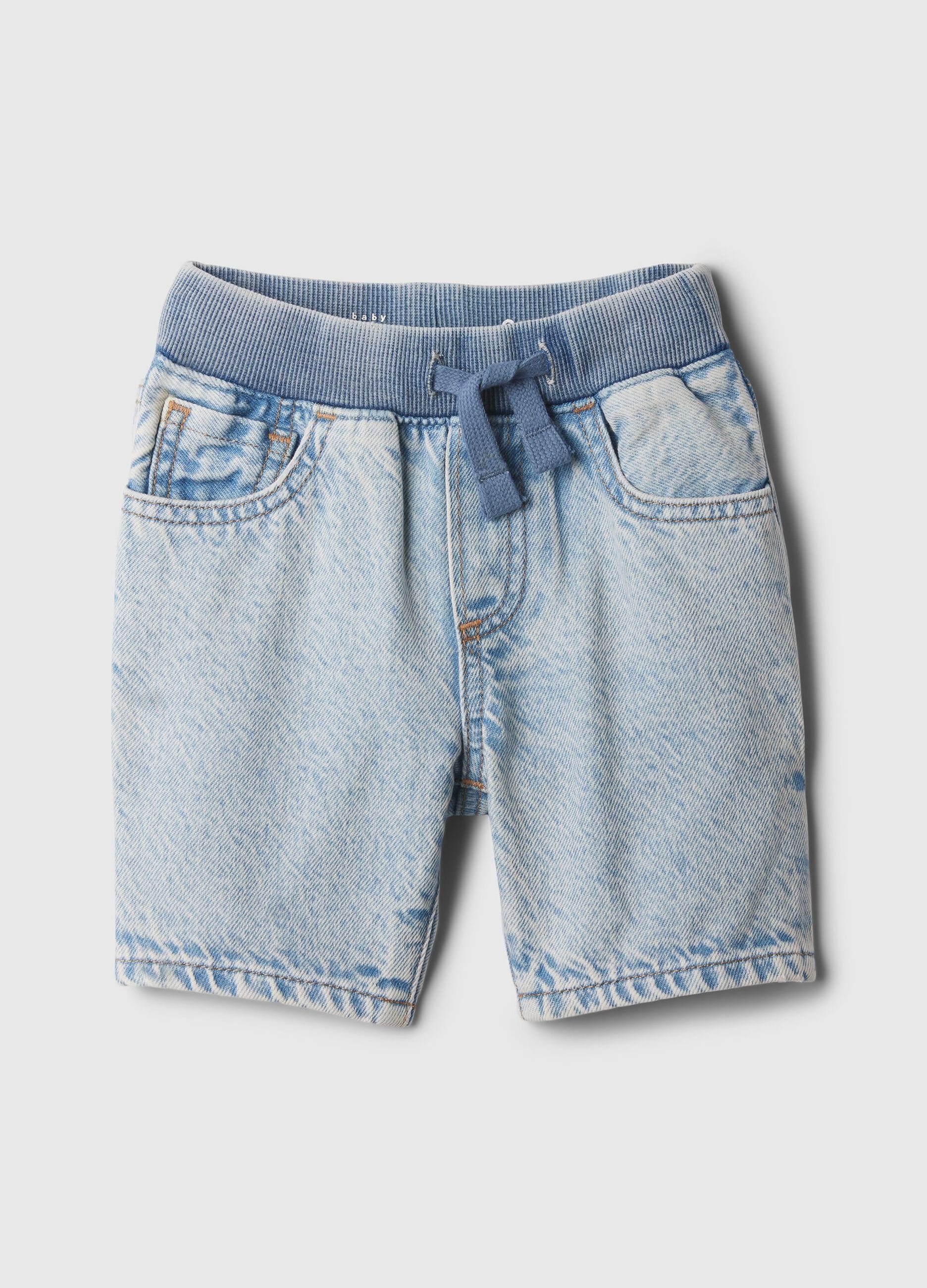 Denim Bermuda shorts with drawstring