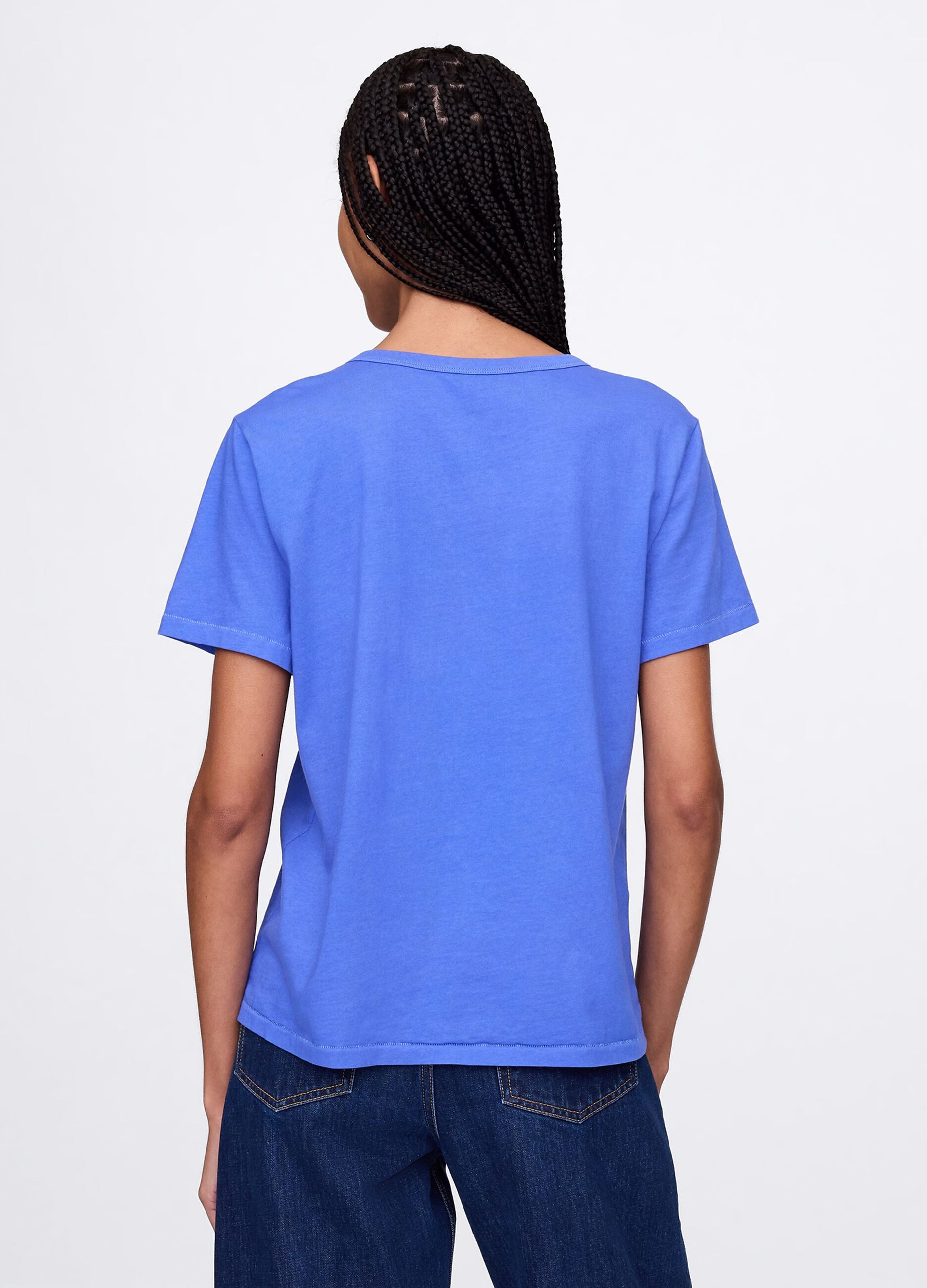 T-shirt blu in puro cotone_2