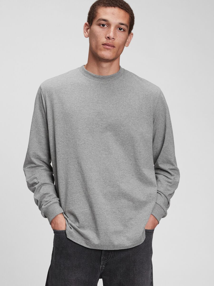 T-shirt a maniche lunghe in cotone Uomo_0