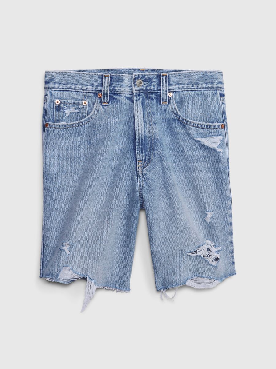 Loose-fit Bermuda shorts in denim shorts with abrasions Woman_3