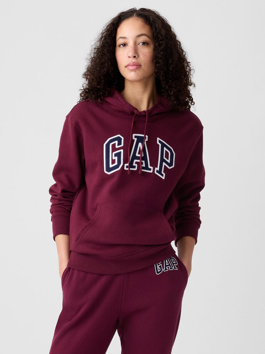 Felpa con cappuccio ricamo logo Donna_0