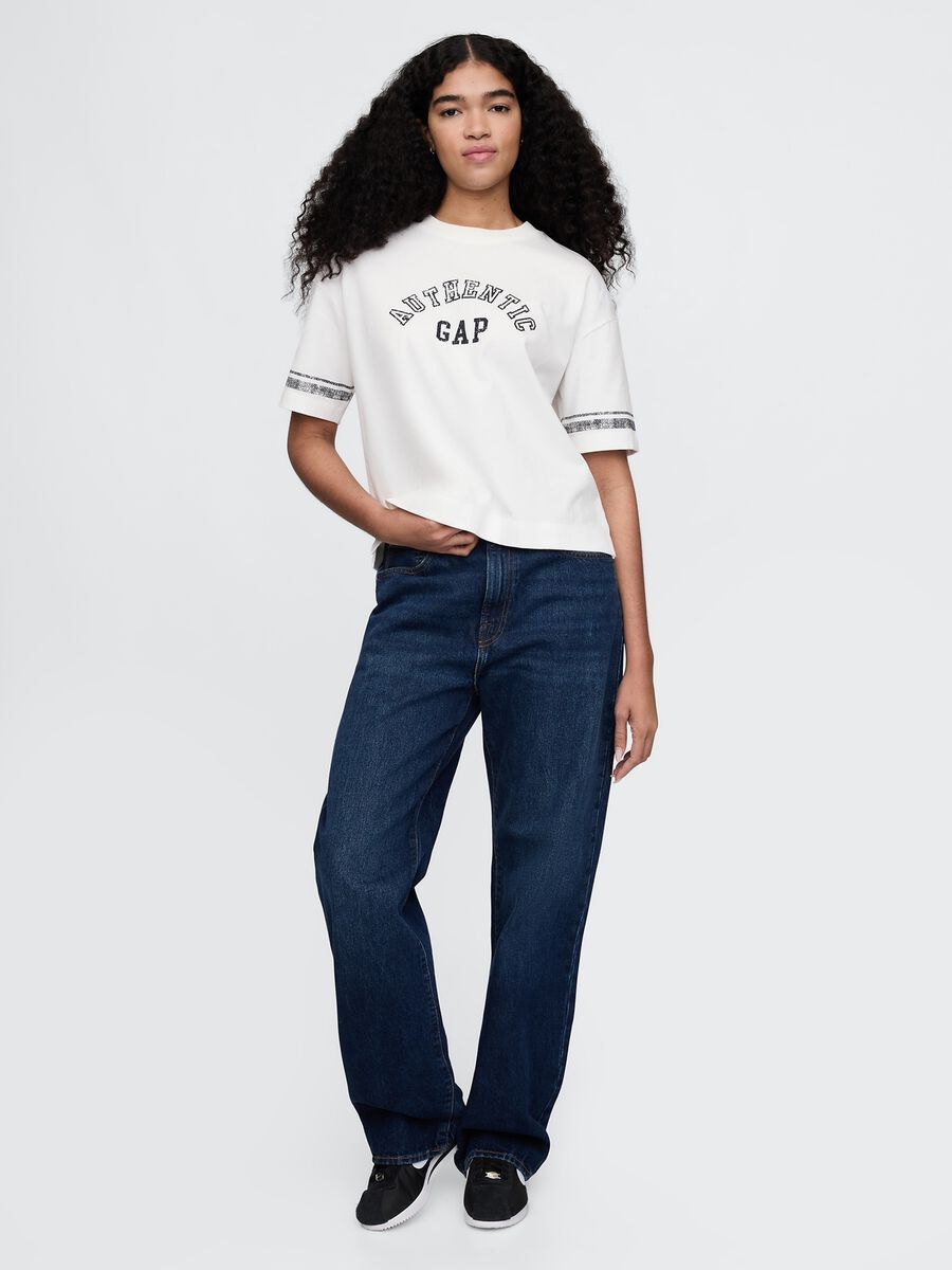 T-shirt corta in cotone bianco Gap Donna_1
