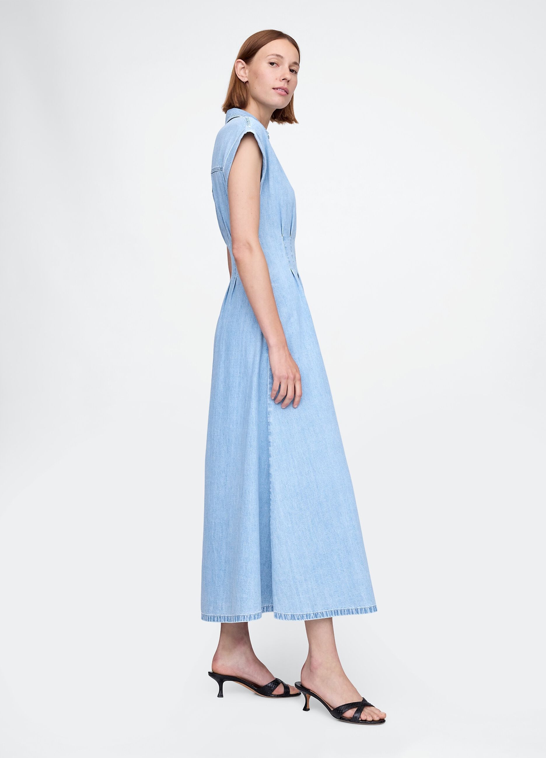 Vestito lungo denim in cotone_1