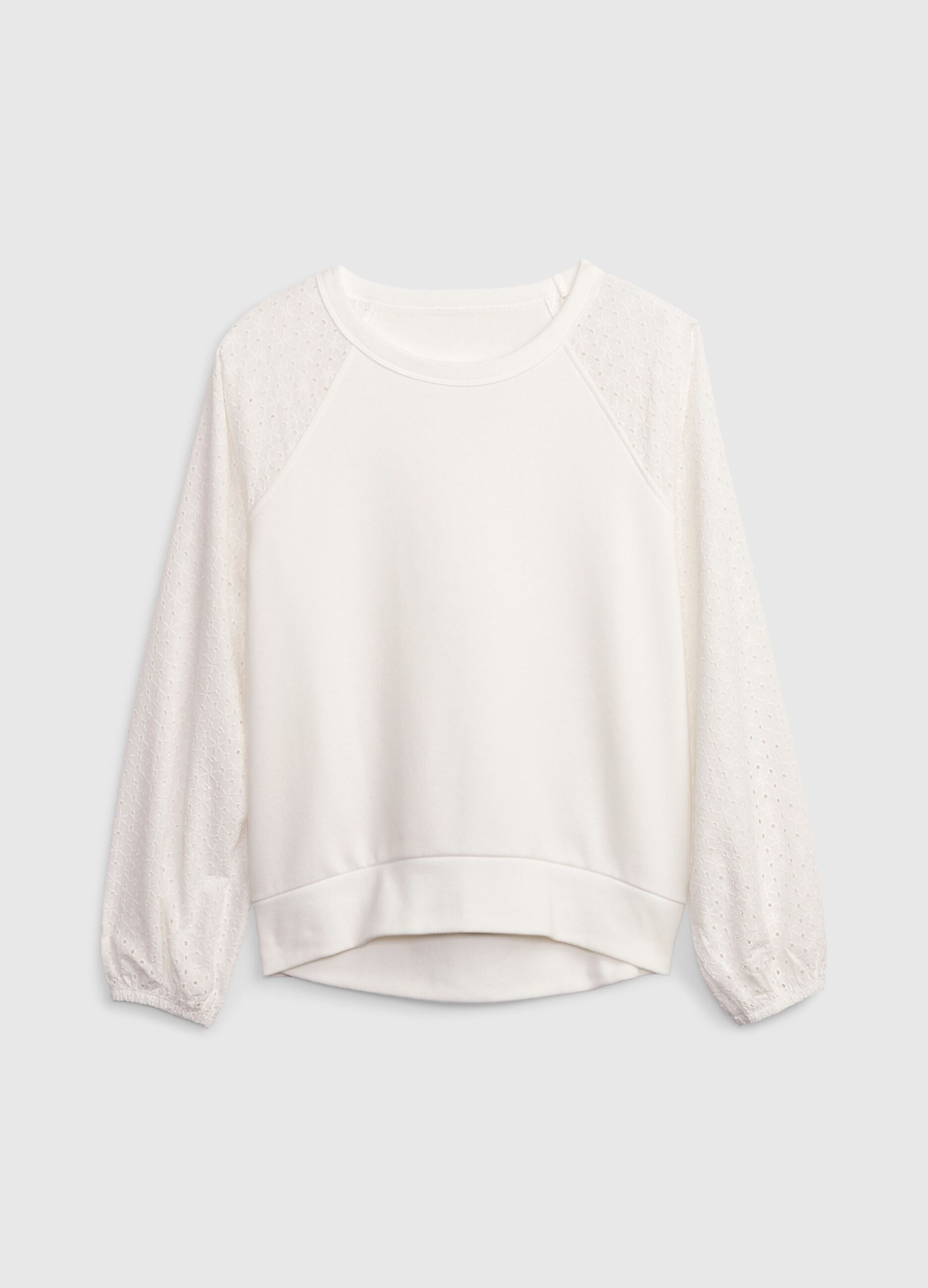 Sweatshirt with broderie anglaise lace sleeves_5