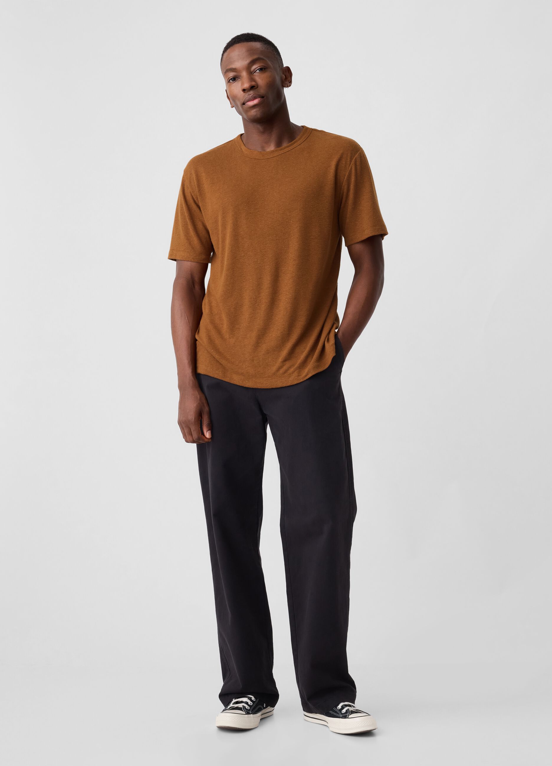 T-shirt in misto lino_1