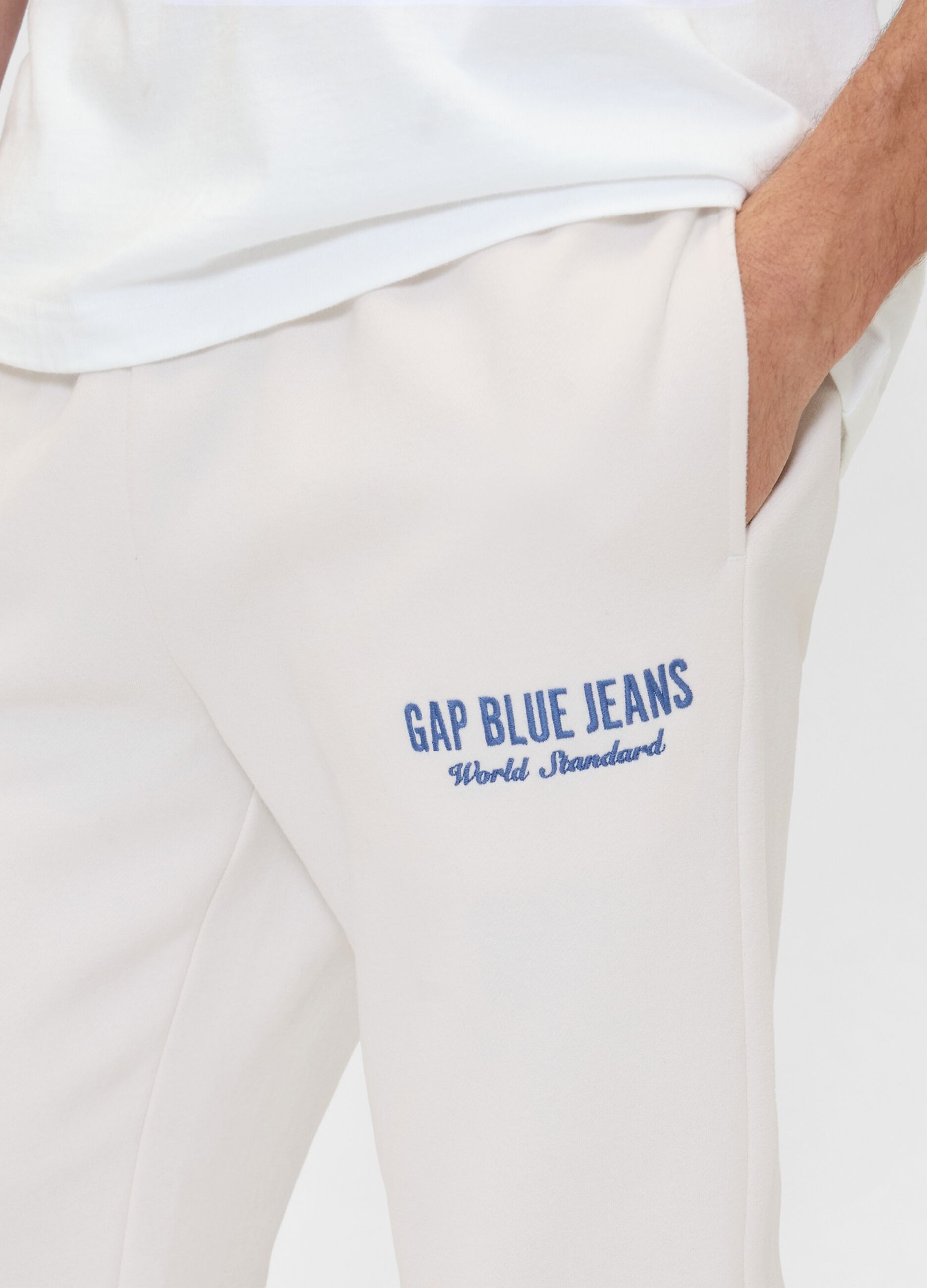 Pantaloni jogger beige in misto cotone e poliestere_3