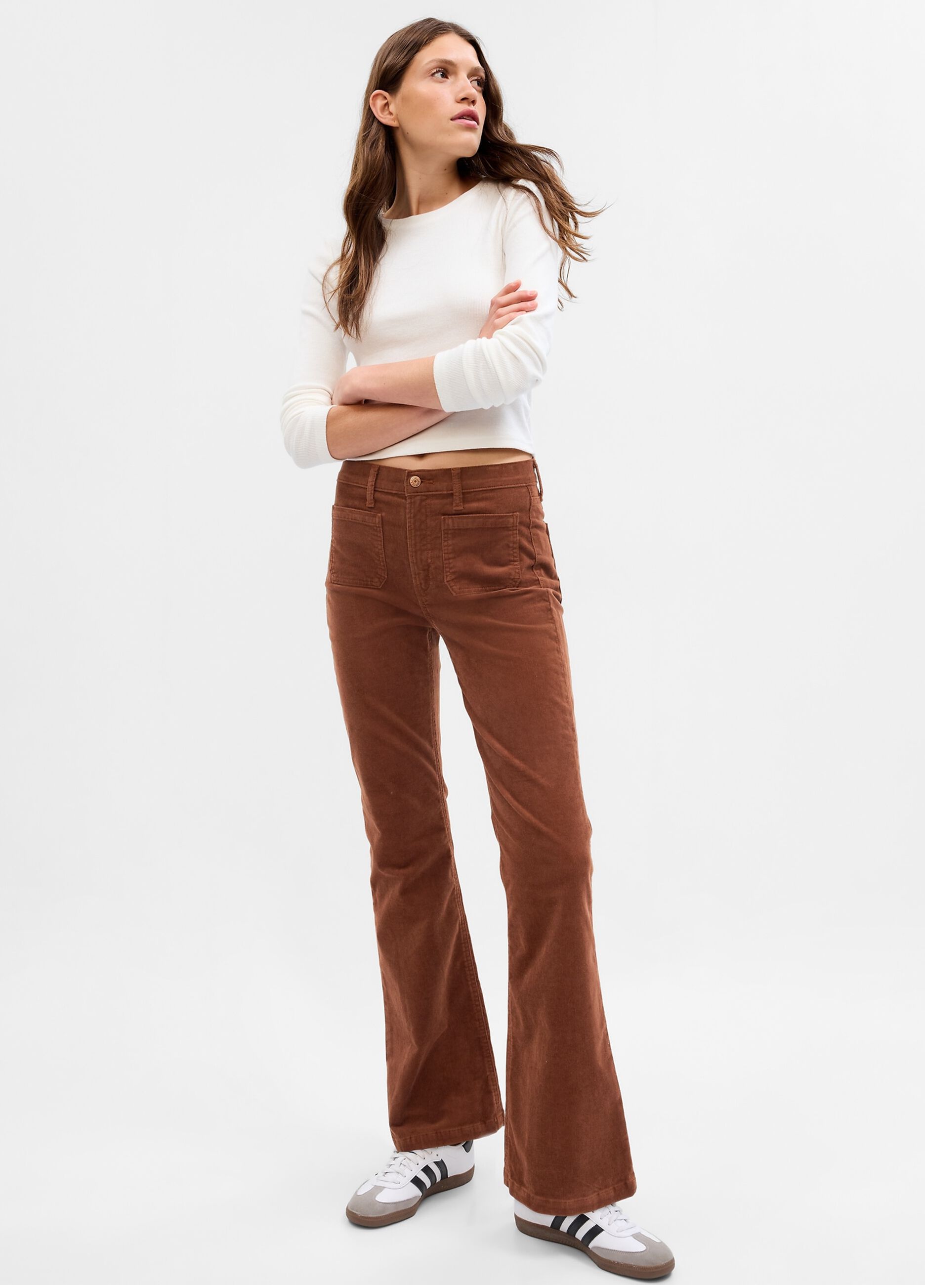Flare-fit high-rise trousers in corduroy