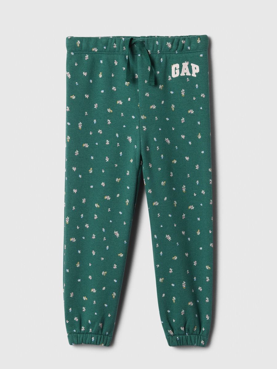 Floral joggers with drawstring and embroidered logo Baby Girl_0