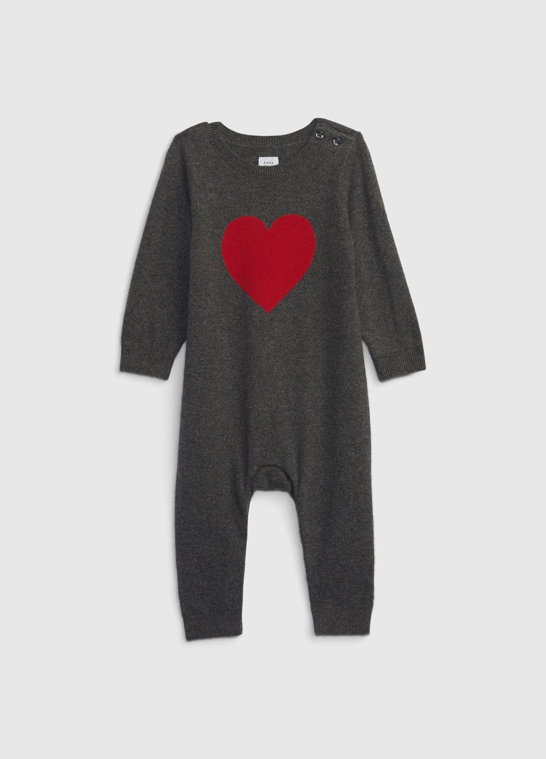 Jersey onesie with heart jacquard design