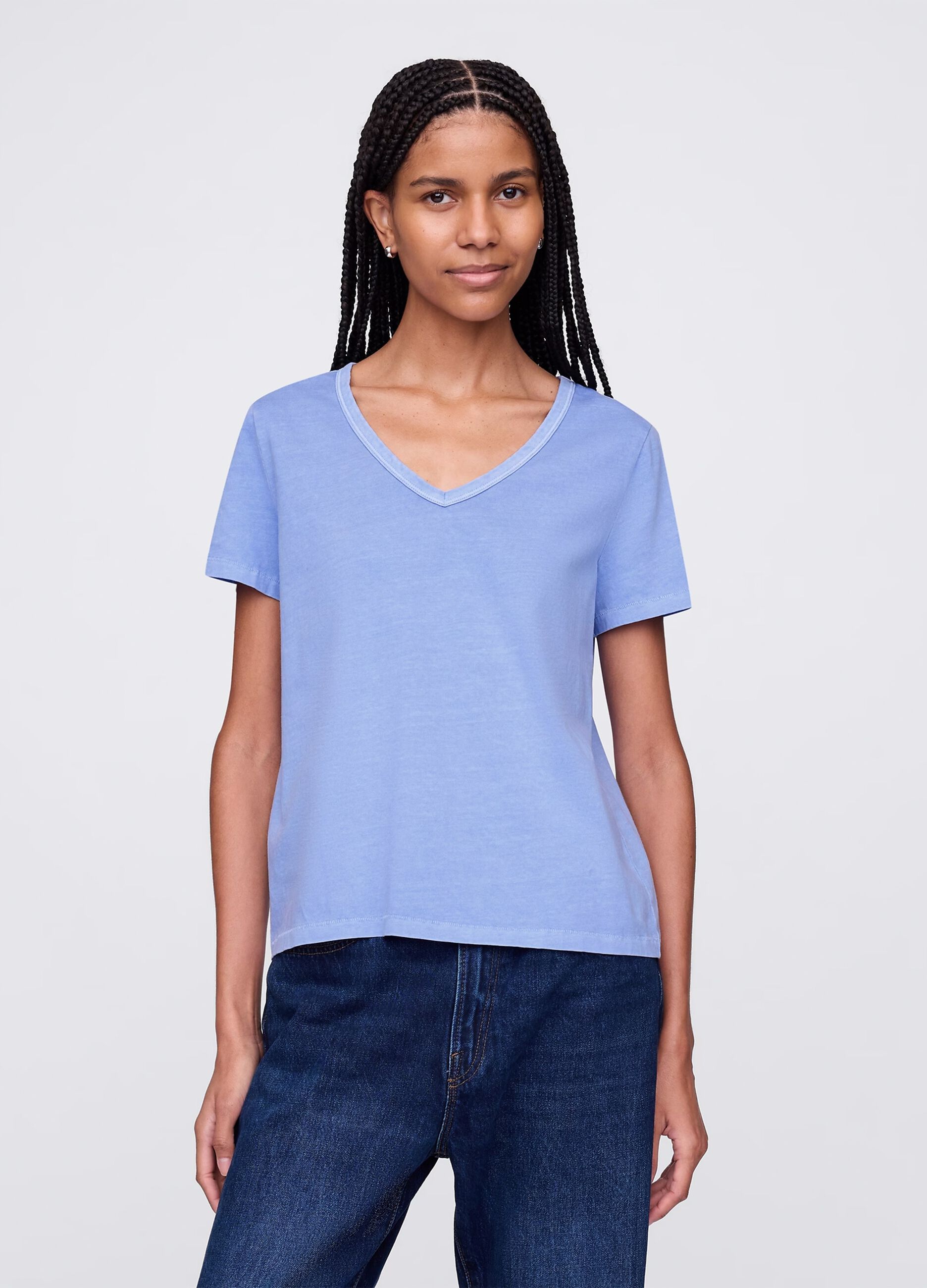 T-shirt azzurra a maniche corte