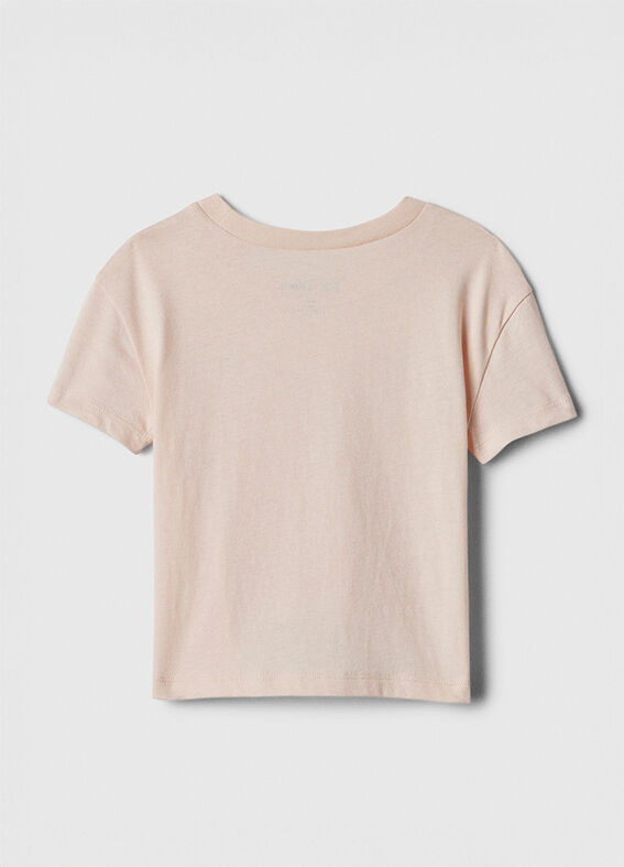 T-shirt color pesca con stampa coniglio_1