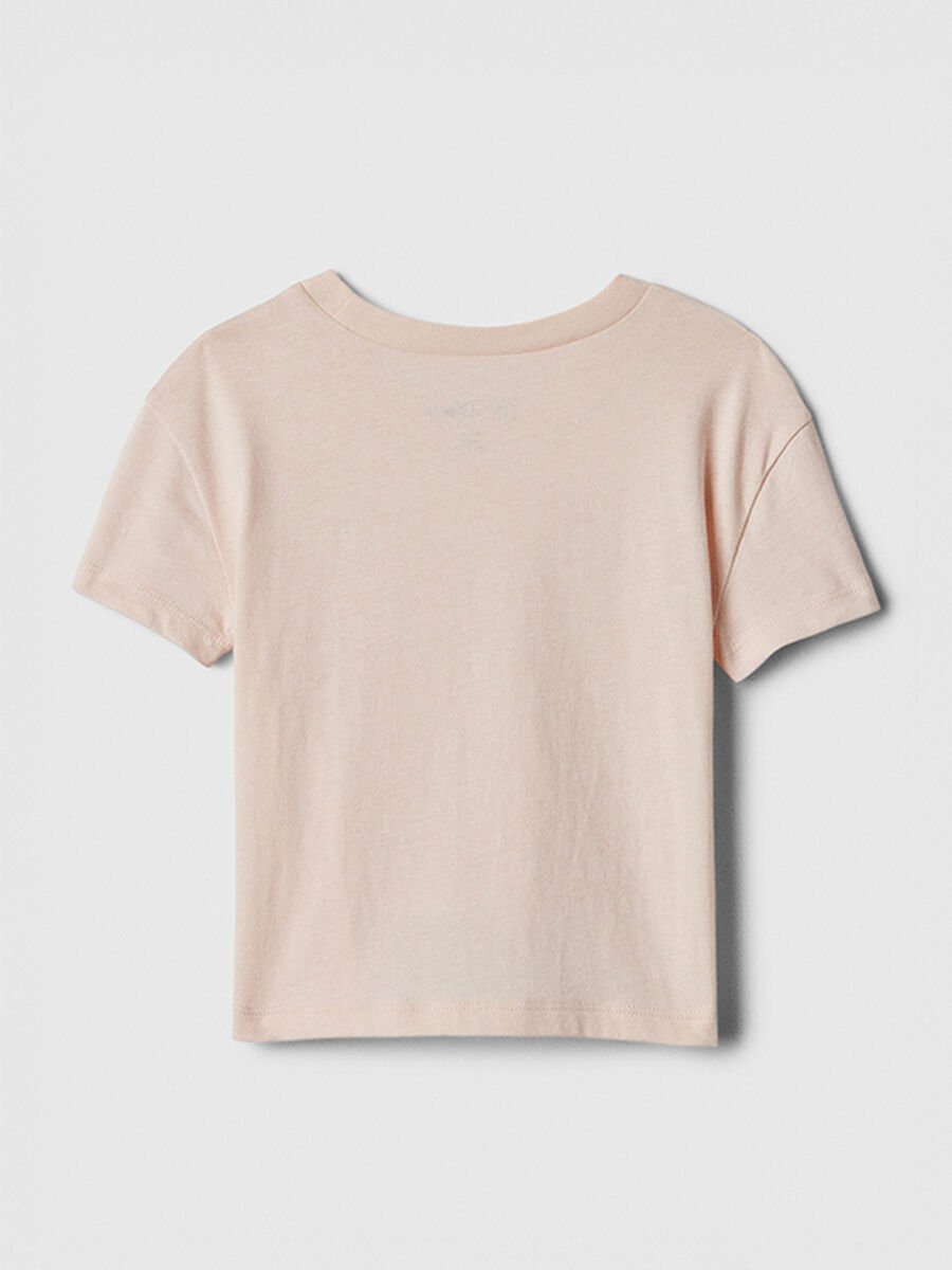 T-shirt color pesca con stampa coniglio Baby Girl_1
