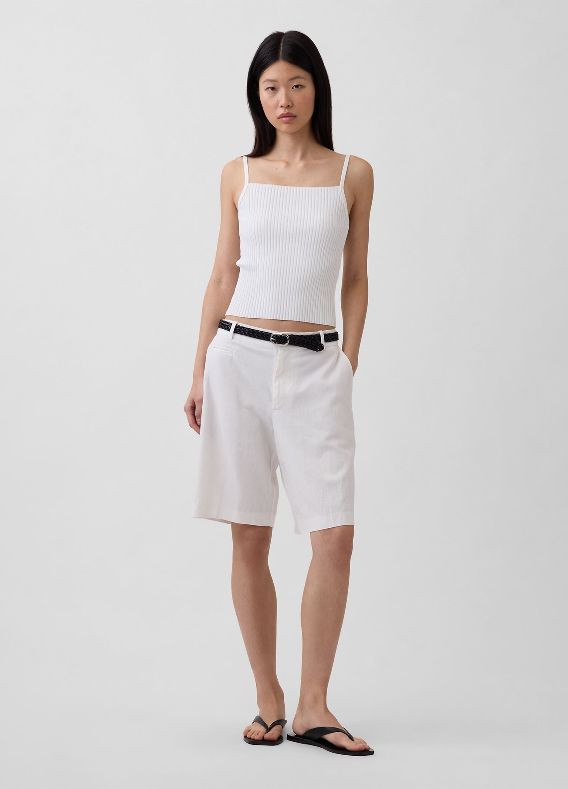 Shorts in misto lino e viscosa