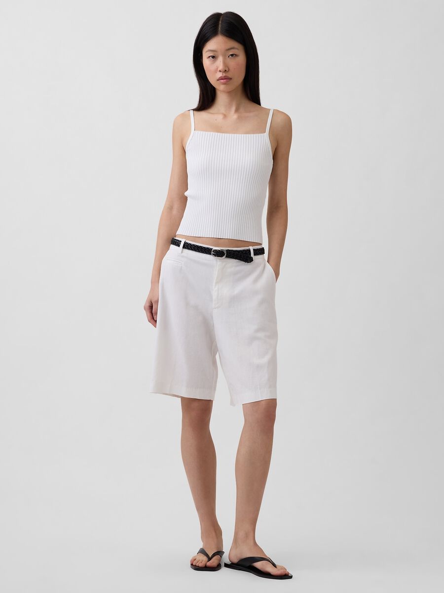 Shorts in misto lino e viscosa Donna_0