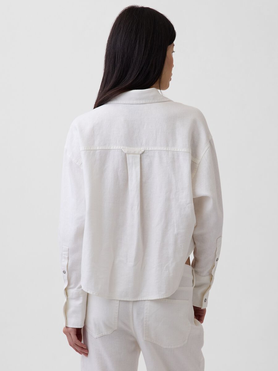 Camicia in puro cotone con tasca applicata Donna_1