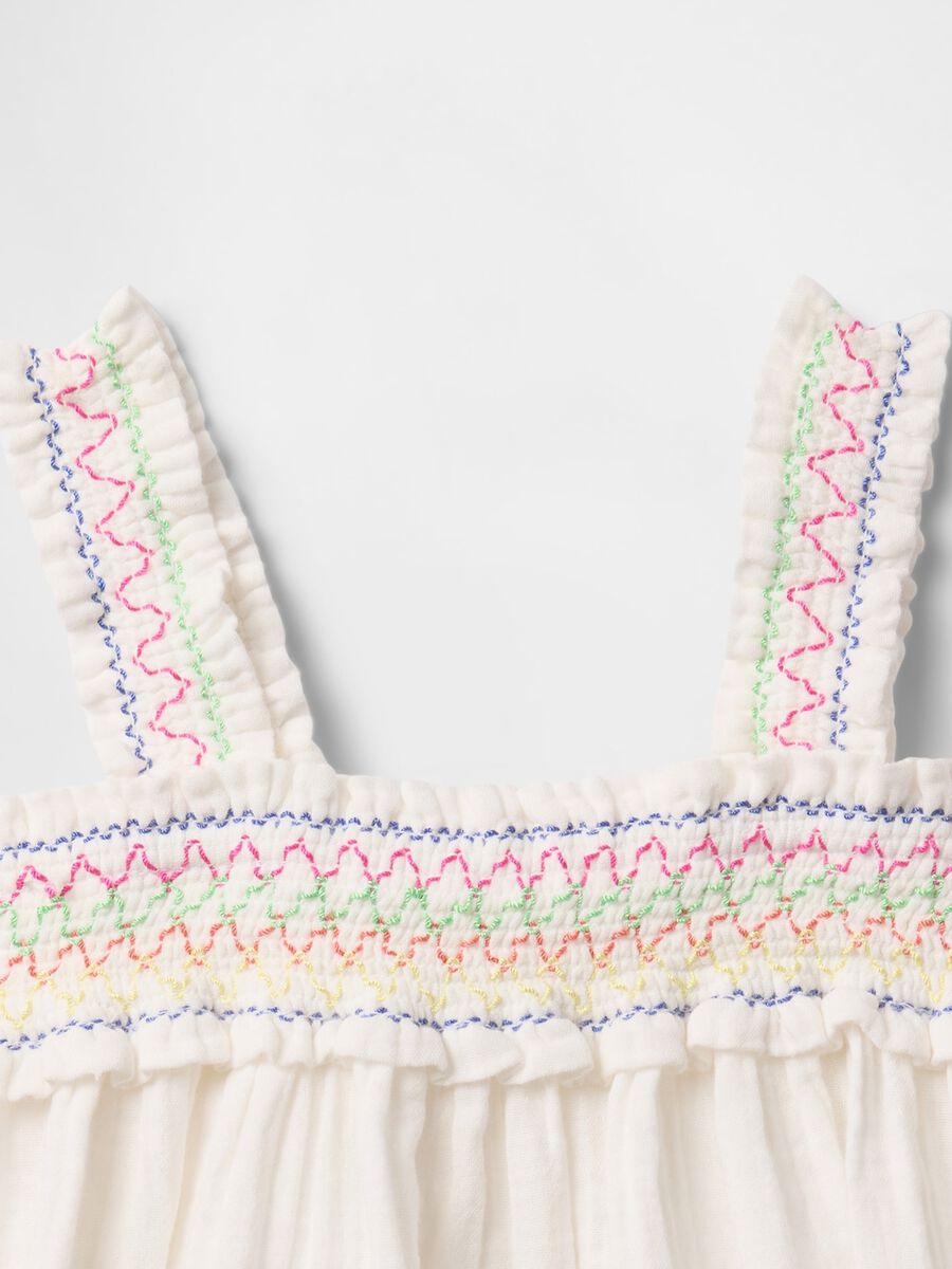 Completo estivo per bambina bianco con ricami colorati Bimba_3