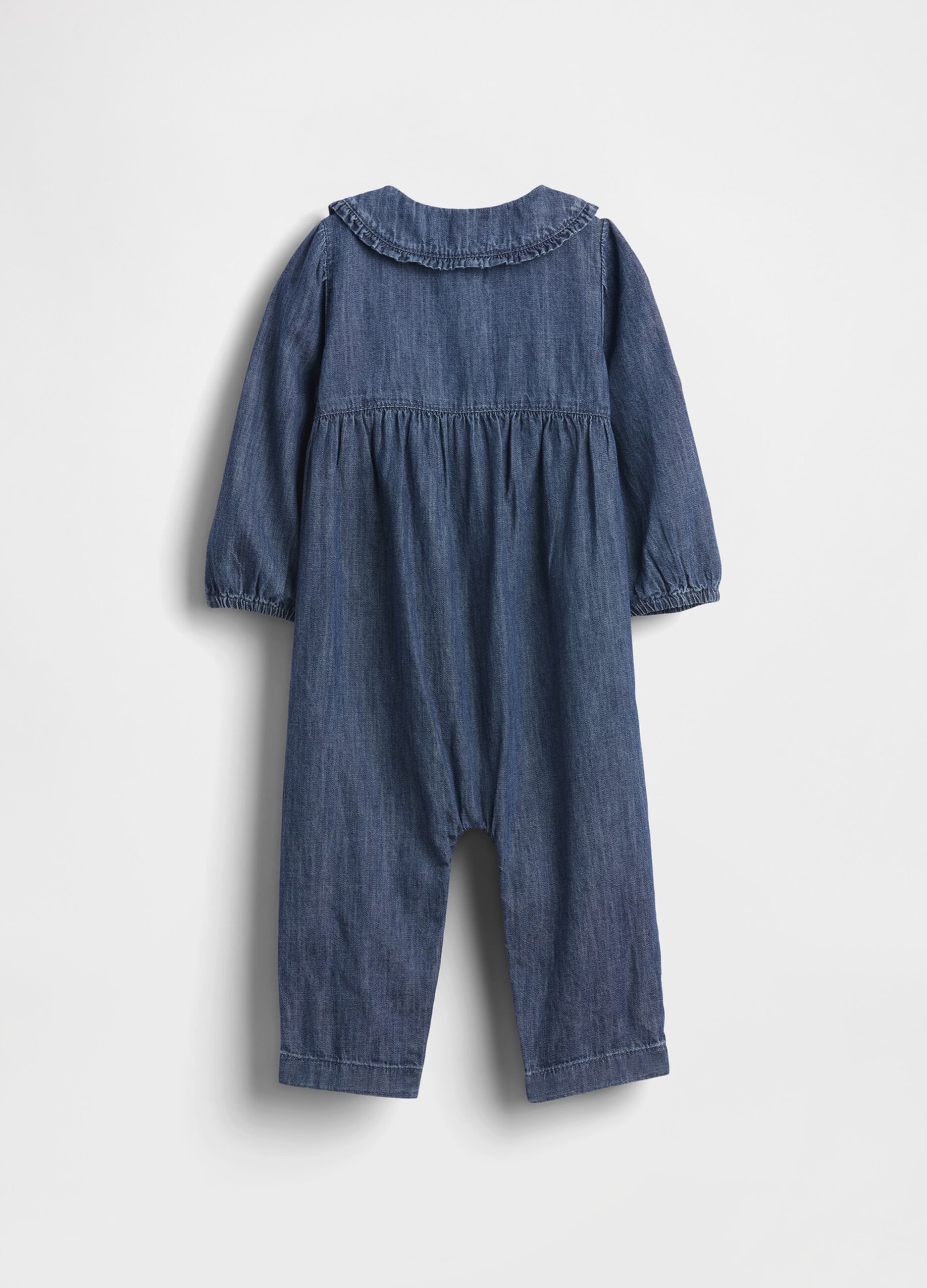 Pagliaccetto in denim blu per neonato_1