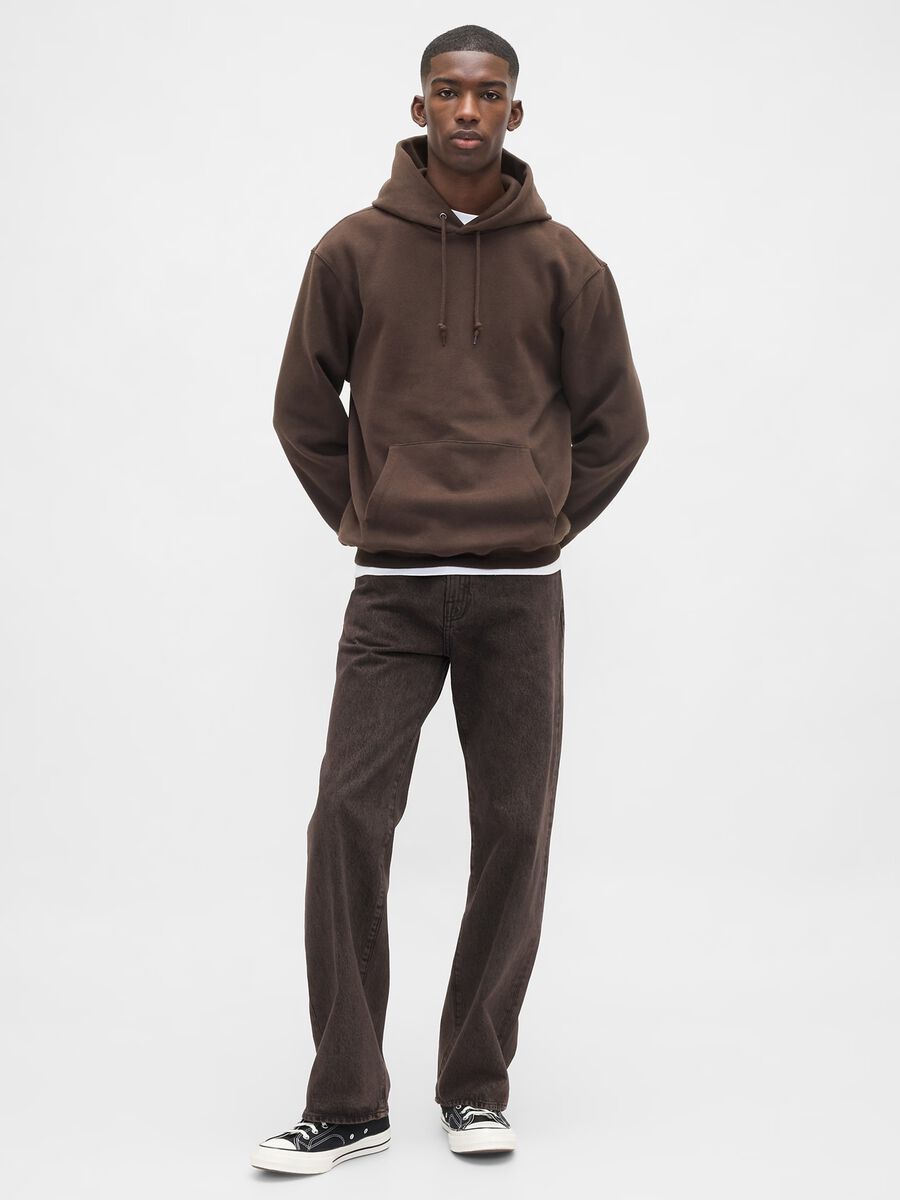 Pantaloni in puro cotone marroni regular fit con cinque tasche Uomo_0