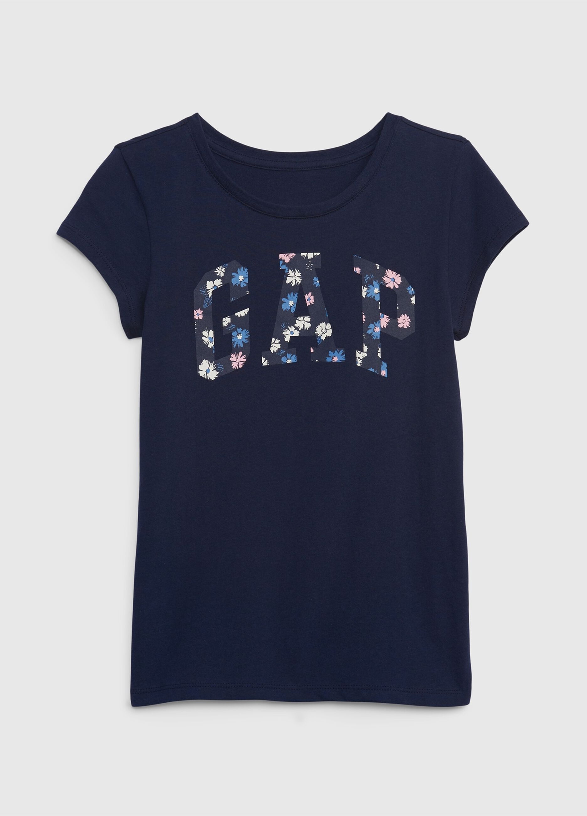 T-shirt con stampa logo floreale