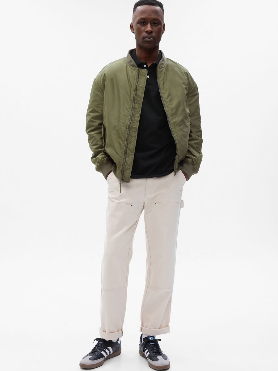 Full-zip bomber jacket in cotton Man_0